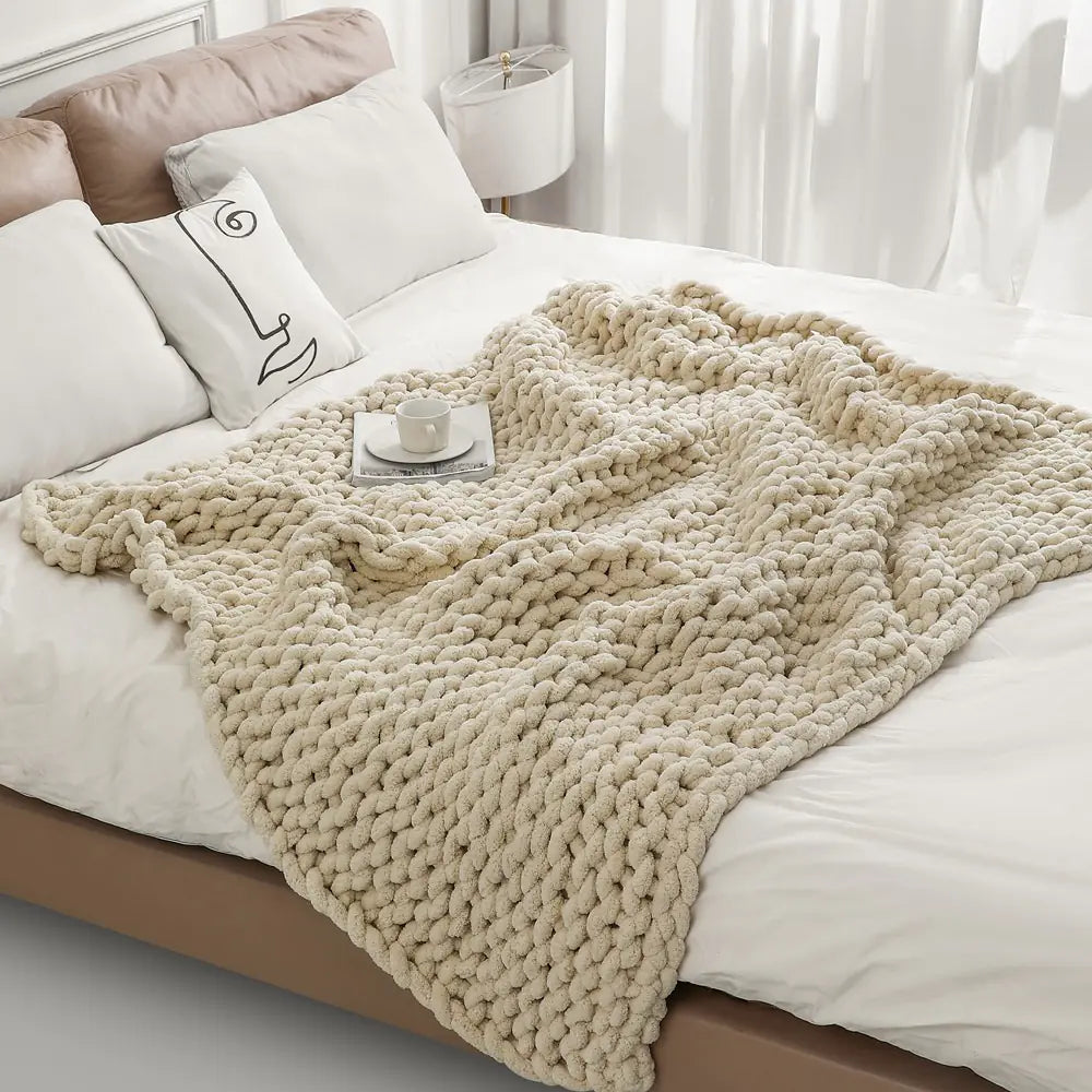 Chenille Thick Knit Hand Woven Blanket