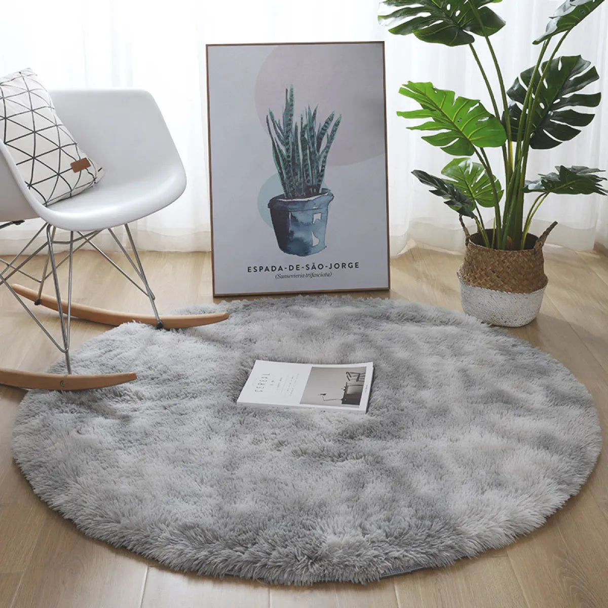 Tie-Dye Round Plush Faux Fur Rug Carpet