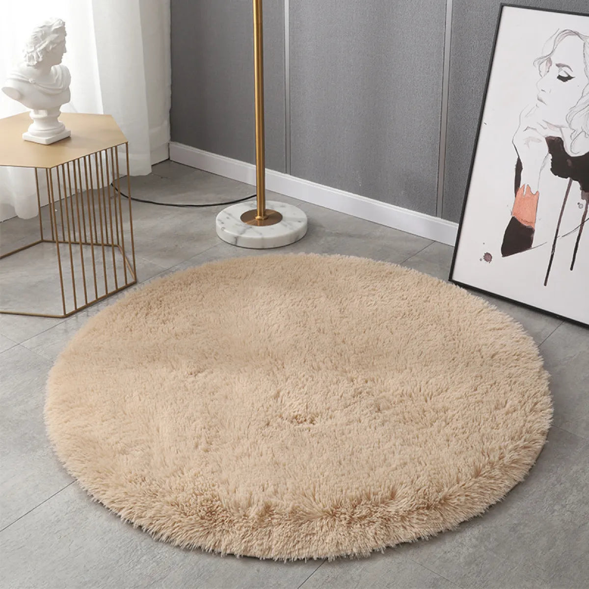 Tie-Dye Round Plush Faux Fur Rug Carpet