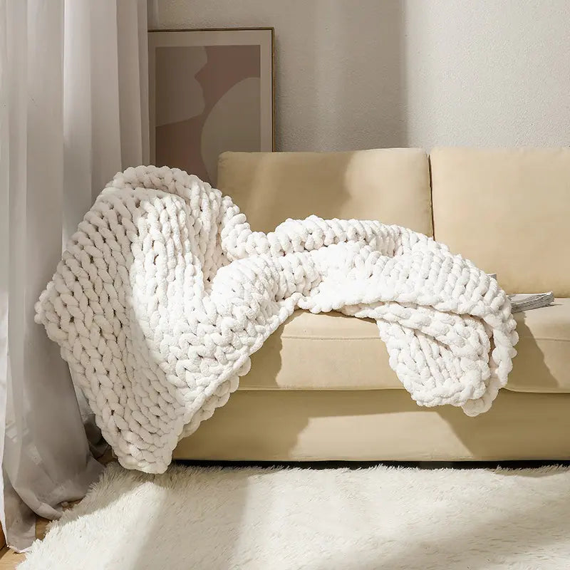 Chenille Thick Knit Hand Woven Blanket