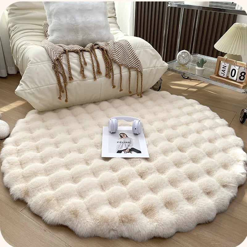 Bubble Plush Fluffy Round Carpet Rug