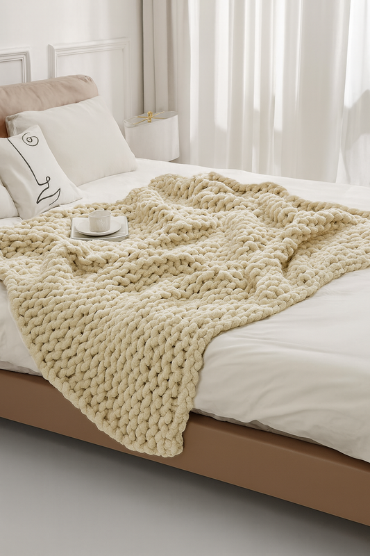 Chenille Thick Knit Hand Woven Blanket