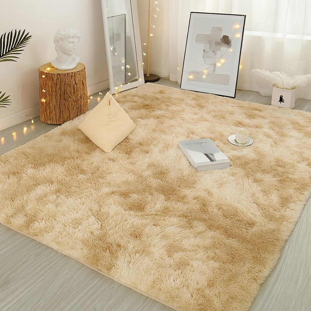 Solid Rug Fluffy Tie-Dye Plush Luxury Carpet