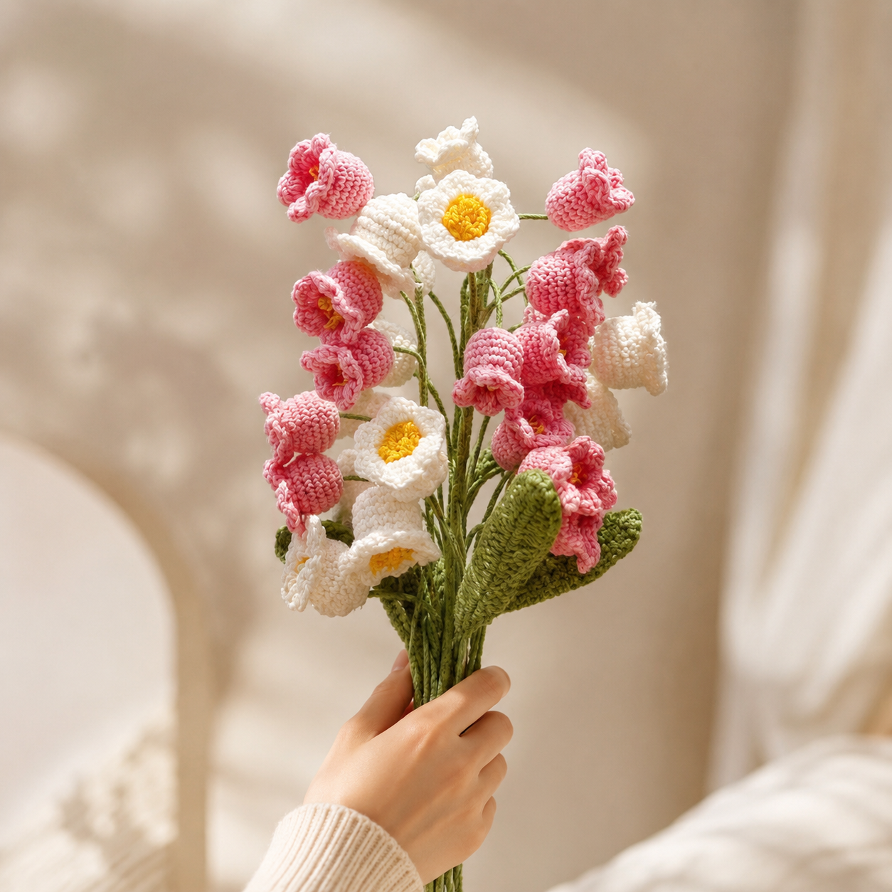 Hand-Knit Wool Bellflower Bouquet