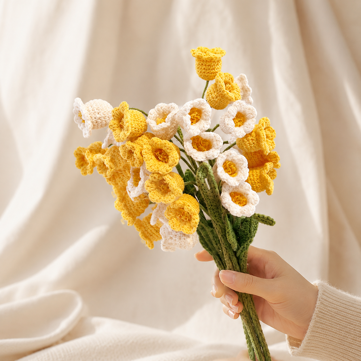 Hand-Knit Wool Bellflower Bouquet
