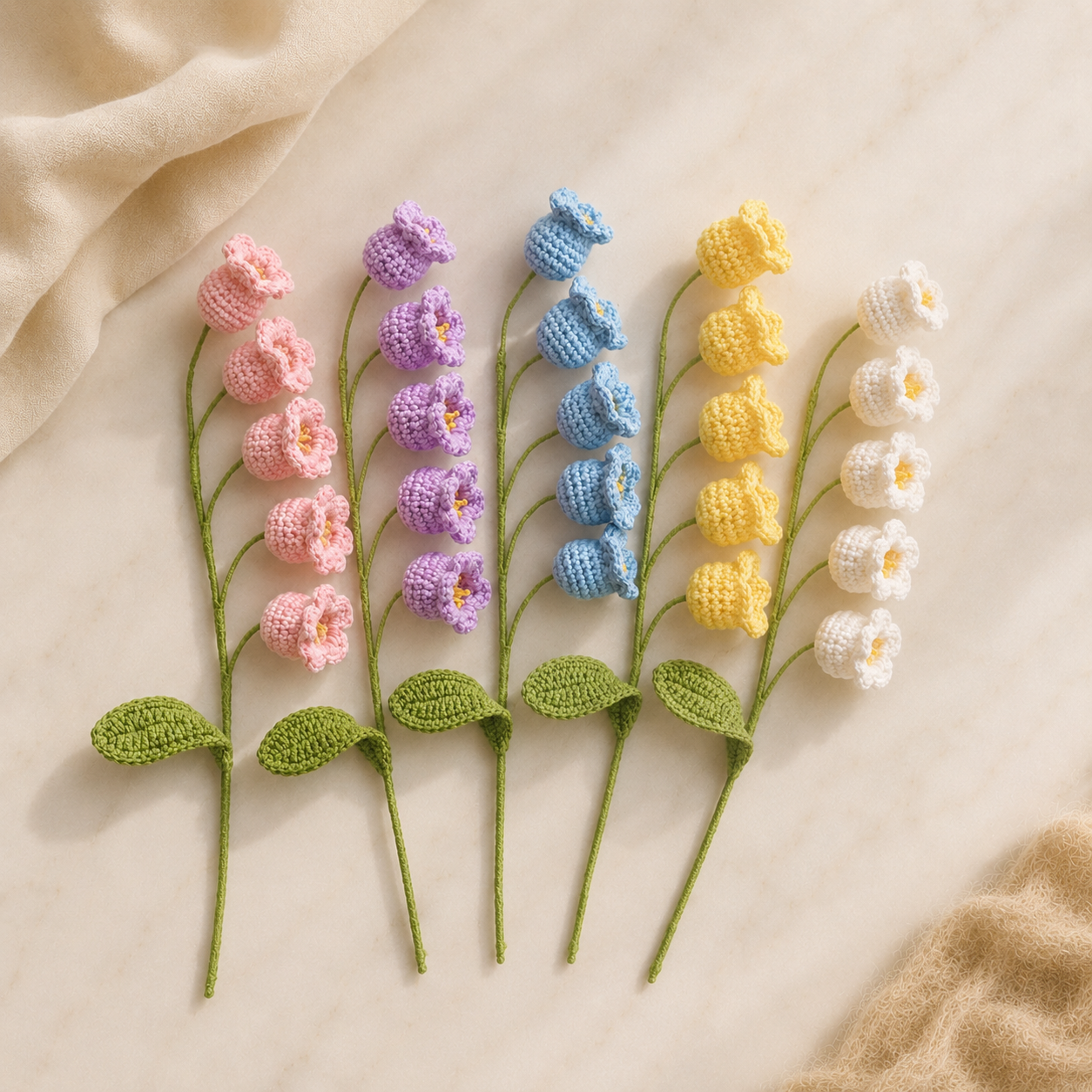 Hand-Knit Wool Bellflower Bouquet