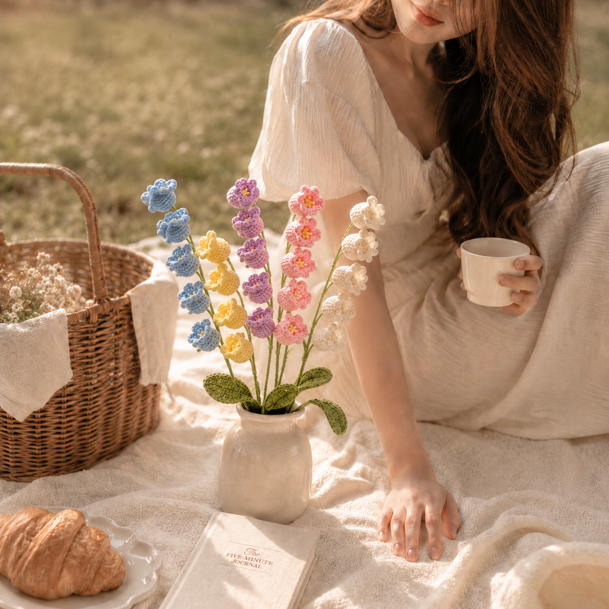 Hand-Knit Wool Bellflower Bouquet