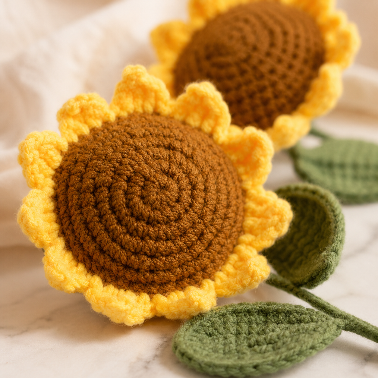 Hand-Knit Wool Sunflower Bouquet