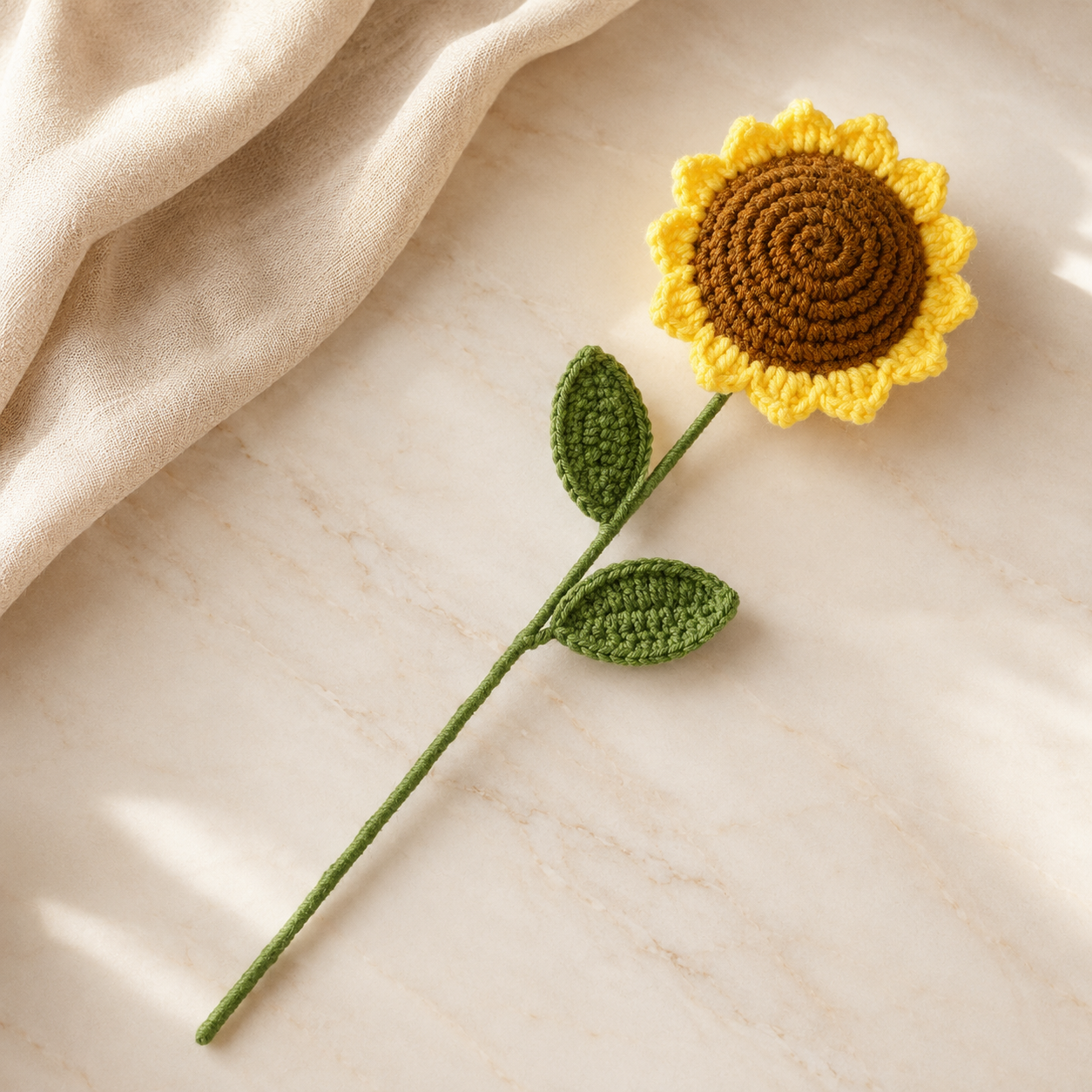 Hand-Knit Wool Sunflower Bouquet