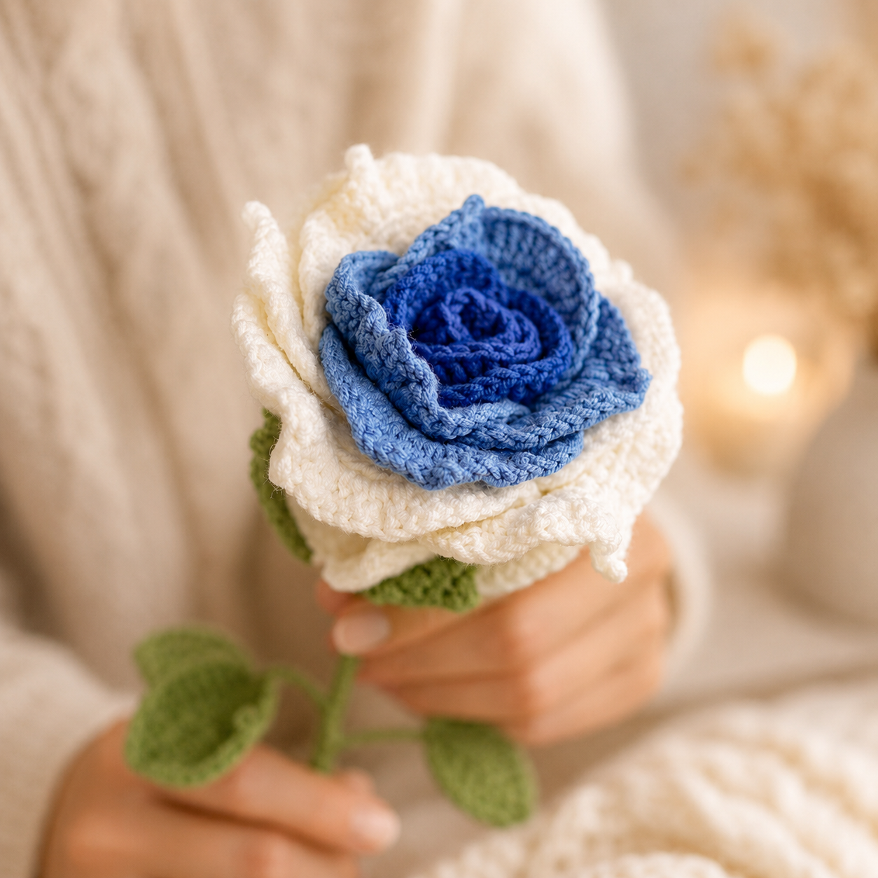 Jumbo Hand-Knitted Rose Wool Flower Bouquet