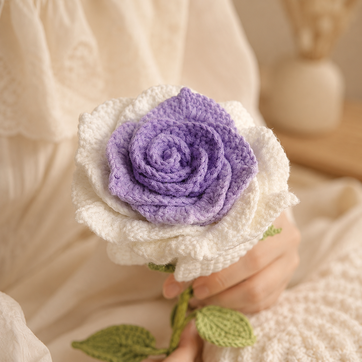Jumbo Hand-Knitted Rose Wool Flower Bouquet