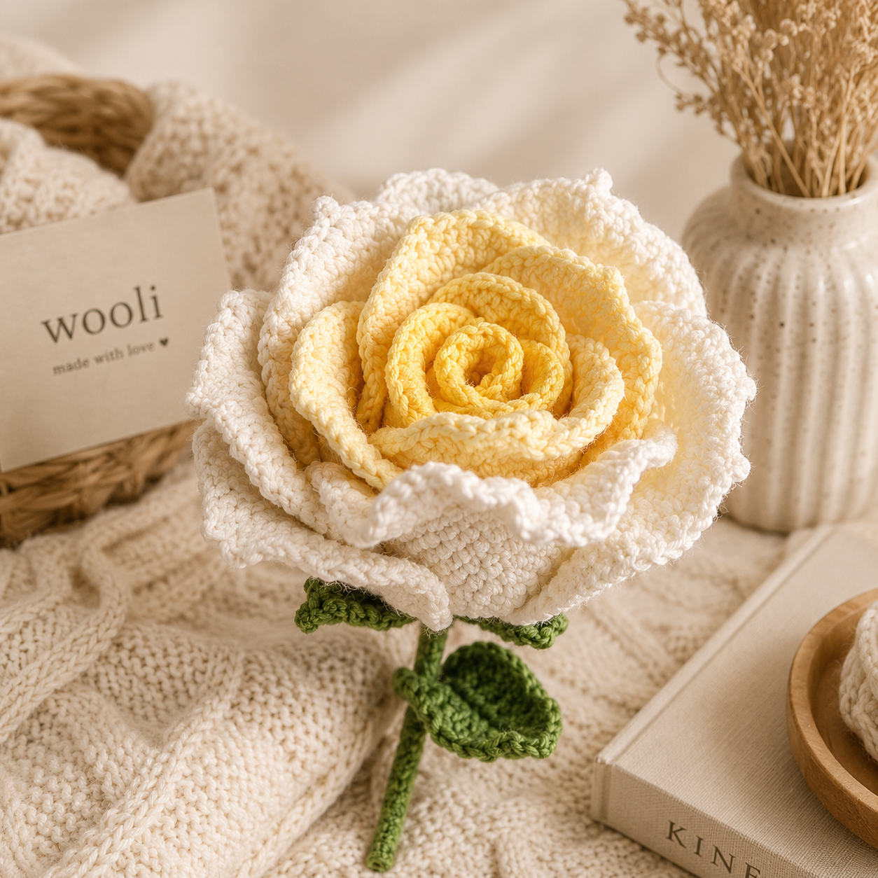 Jumbo Hand-Knitted Rose Wool Flower Bouquet