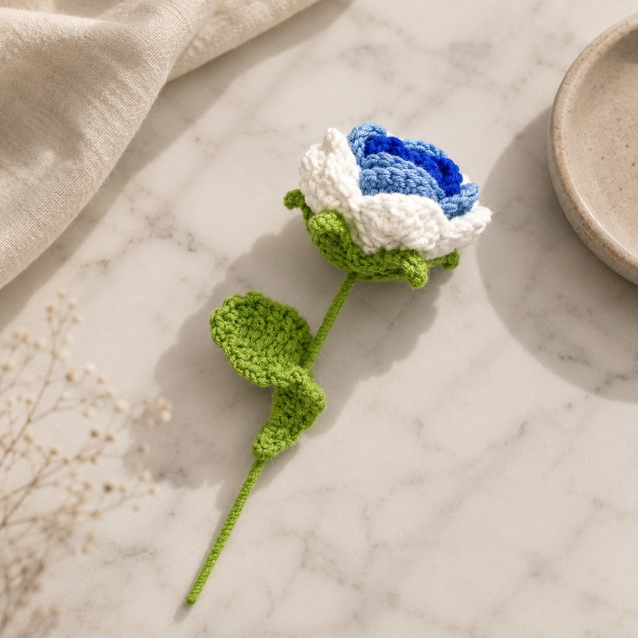 Hand Knit Rose Wool Flower Bouquet