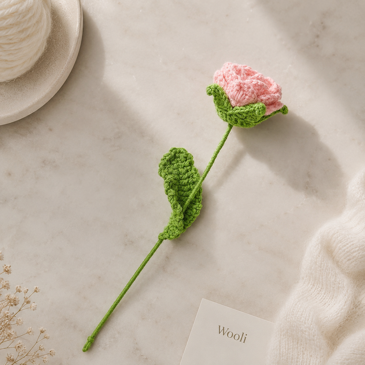 Hand Knit Rose Wool Flower Bouquet