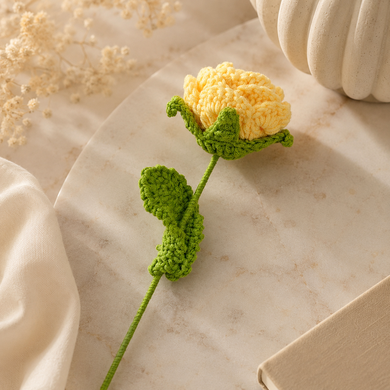 Hand Knit Rose Wool Flower Bouquet
