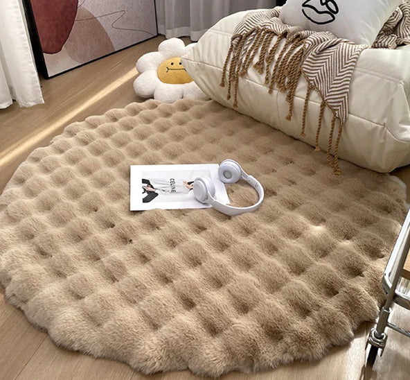 Bubble Plush Fluffy Round Carpet Rug
