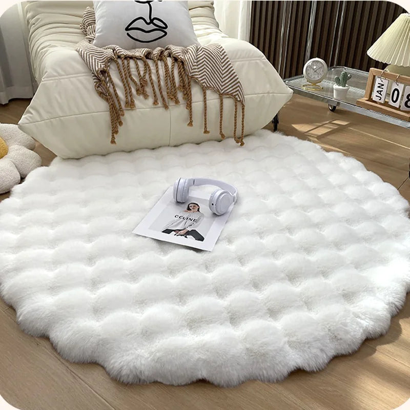 Bubble Plush Fluffy Round Carpet Rug
