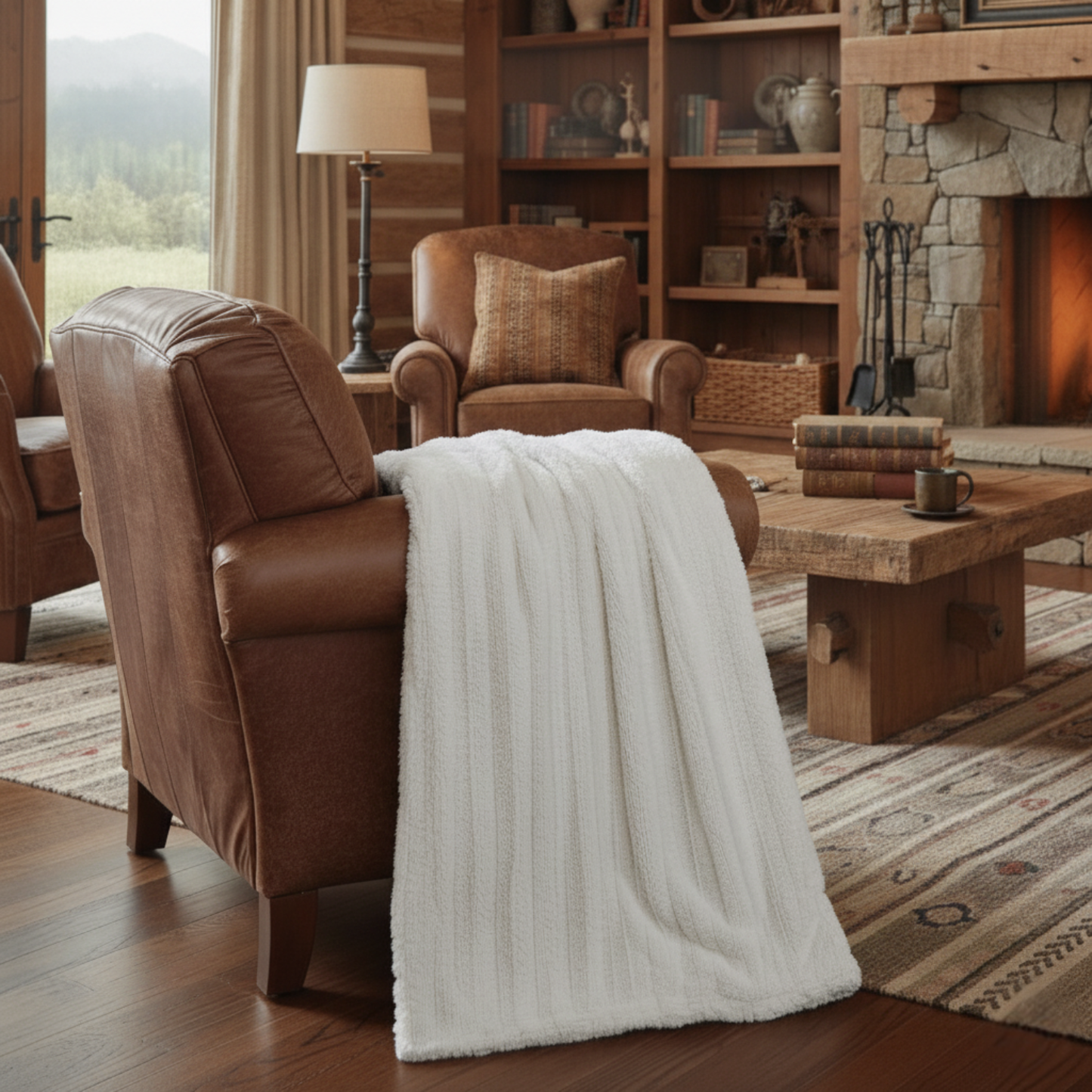 Tache White Ivory Polar Faux Fur with Sherpa Throw Blanket-4