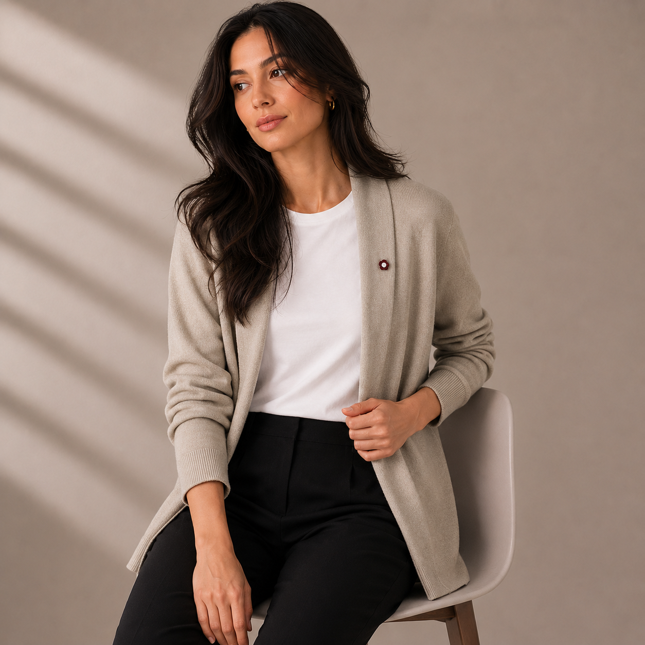Relaxed Wool Base Formal Light Cardigan Sweater