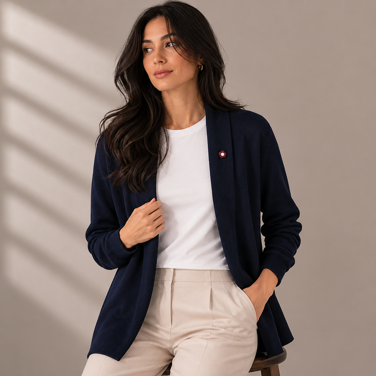 Relaxed Wool Base Formal Light Cardigan Sweater