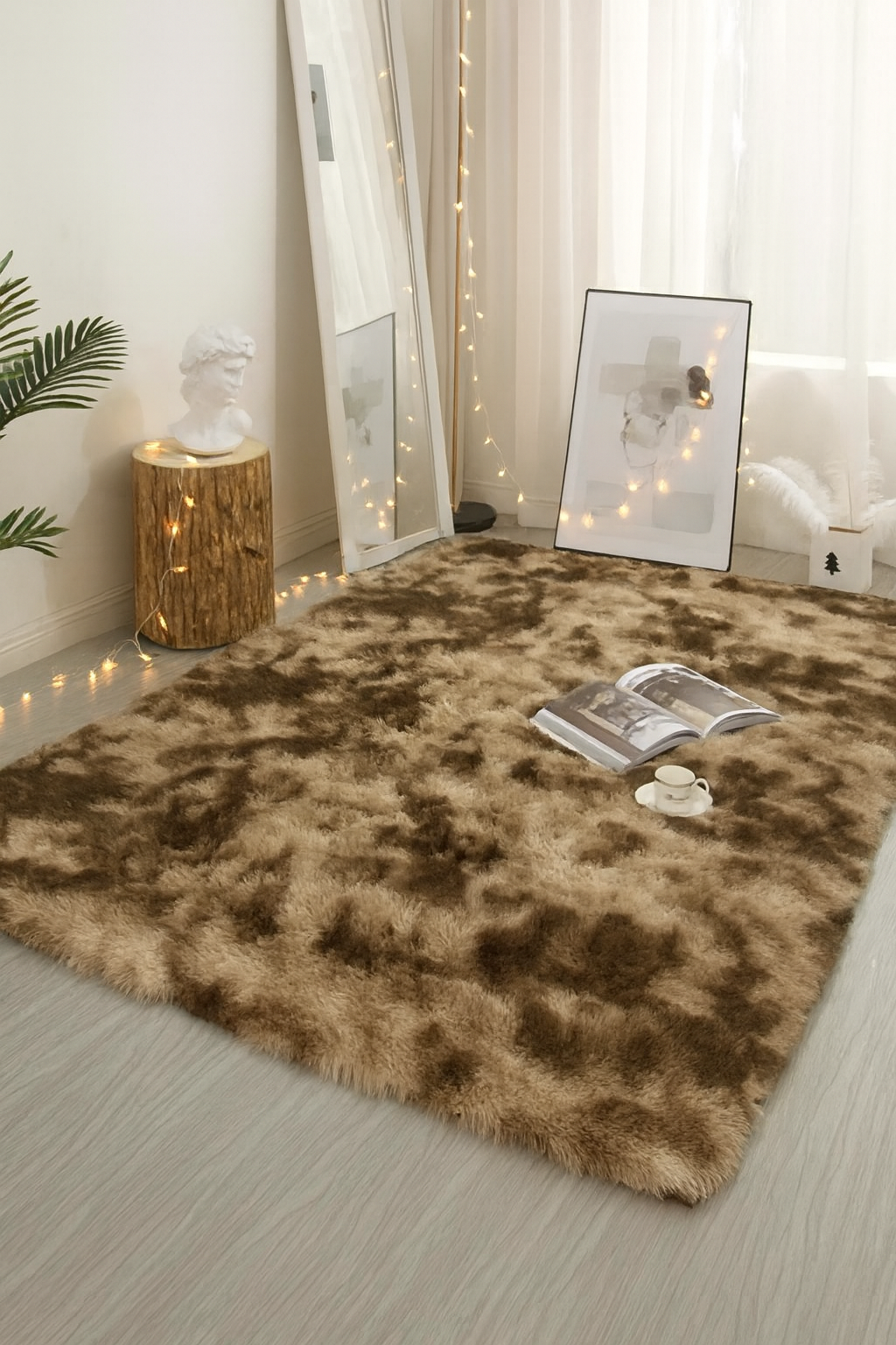 Solid Rug Fluffy Tie-Dye Plush Luxury Carpet