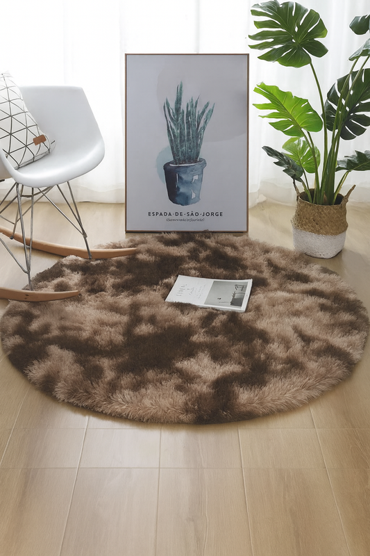 Tie-Dye Round Plush Faux Fur Rug Carpet