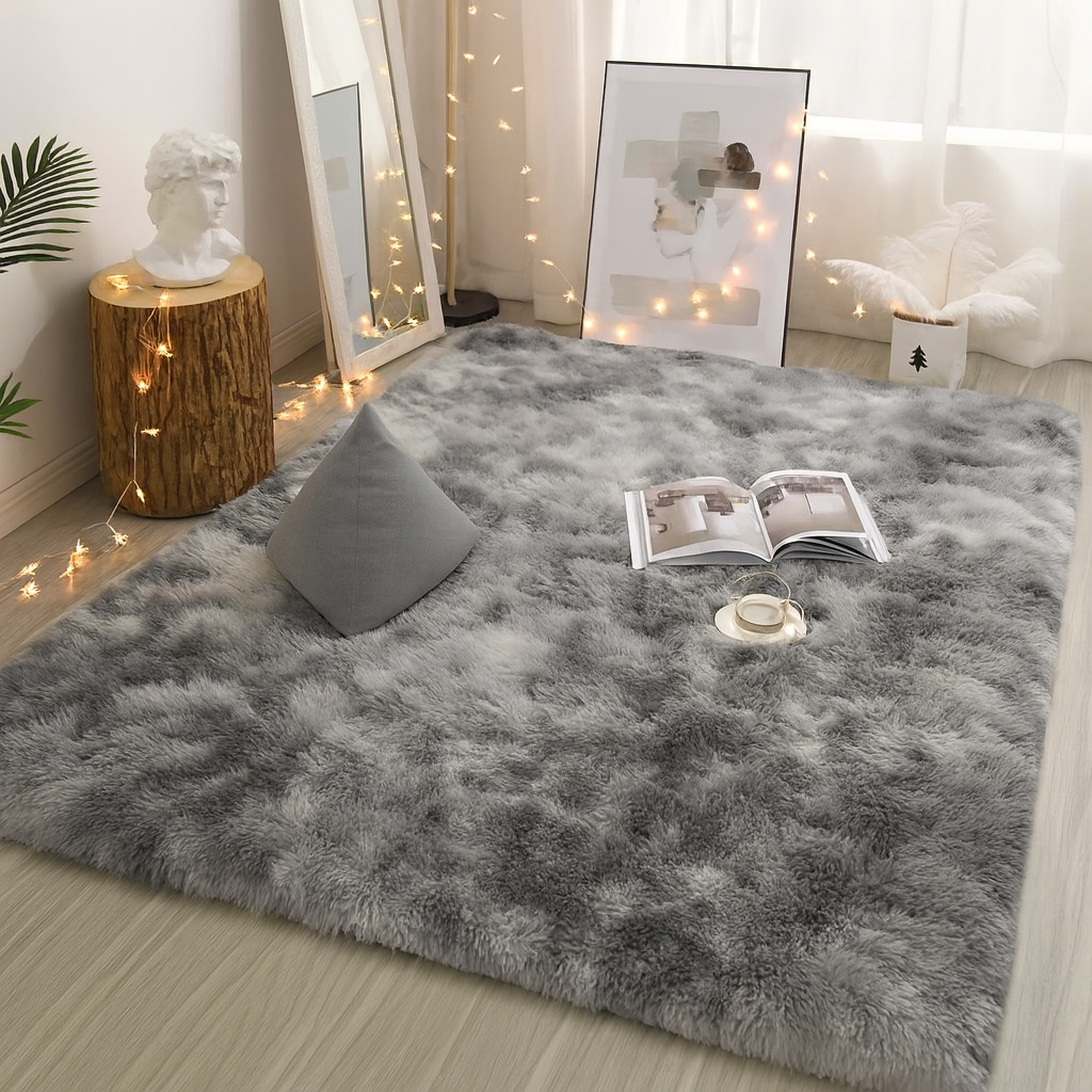 Solid Rug Fluffy Tie-Dye Plush Luxury Carpet