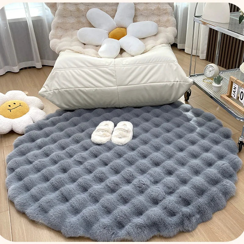 Bubble Plush Fluffy Round Carpet Rug