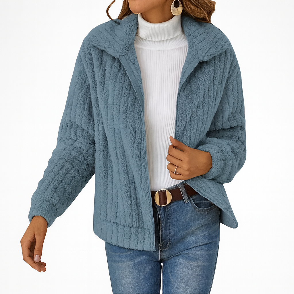 Oversized Fleece Sherpa Jacket with Pockets and Zip Up