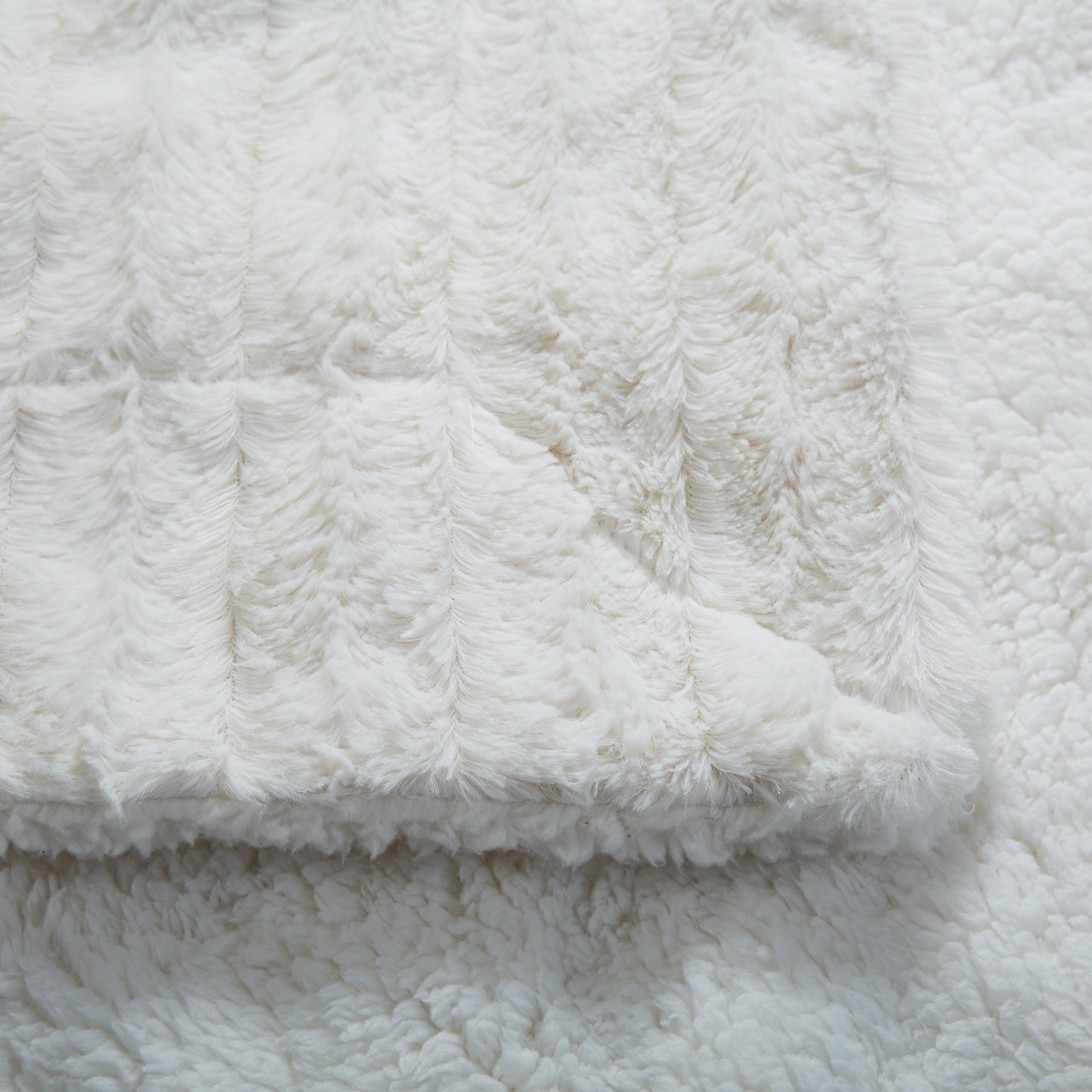 Tache White Ivory Polar Faux Fur with Sherpa Throw Blanket-1