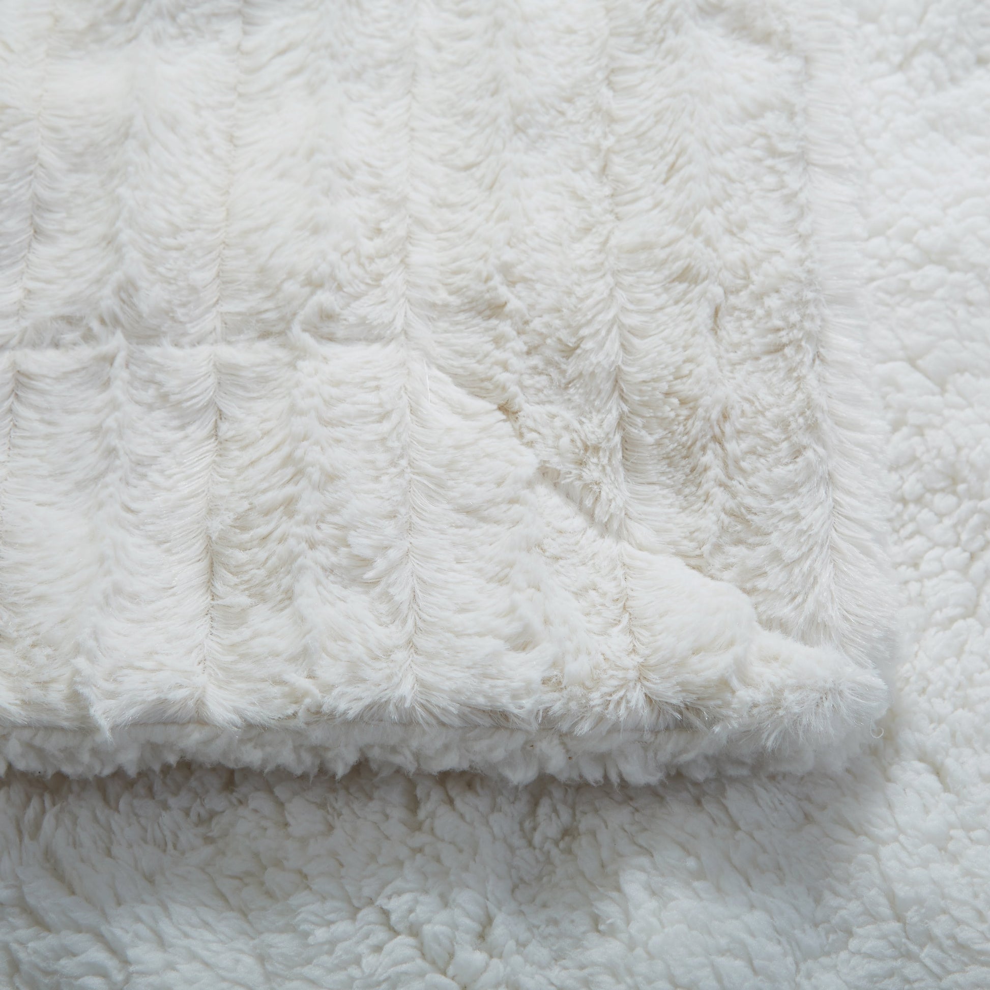 Tache White Ivory Polar Faux Fur with Sherpa Throw Blanket-1