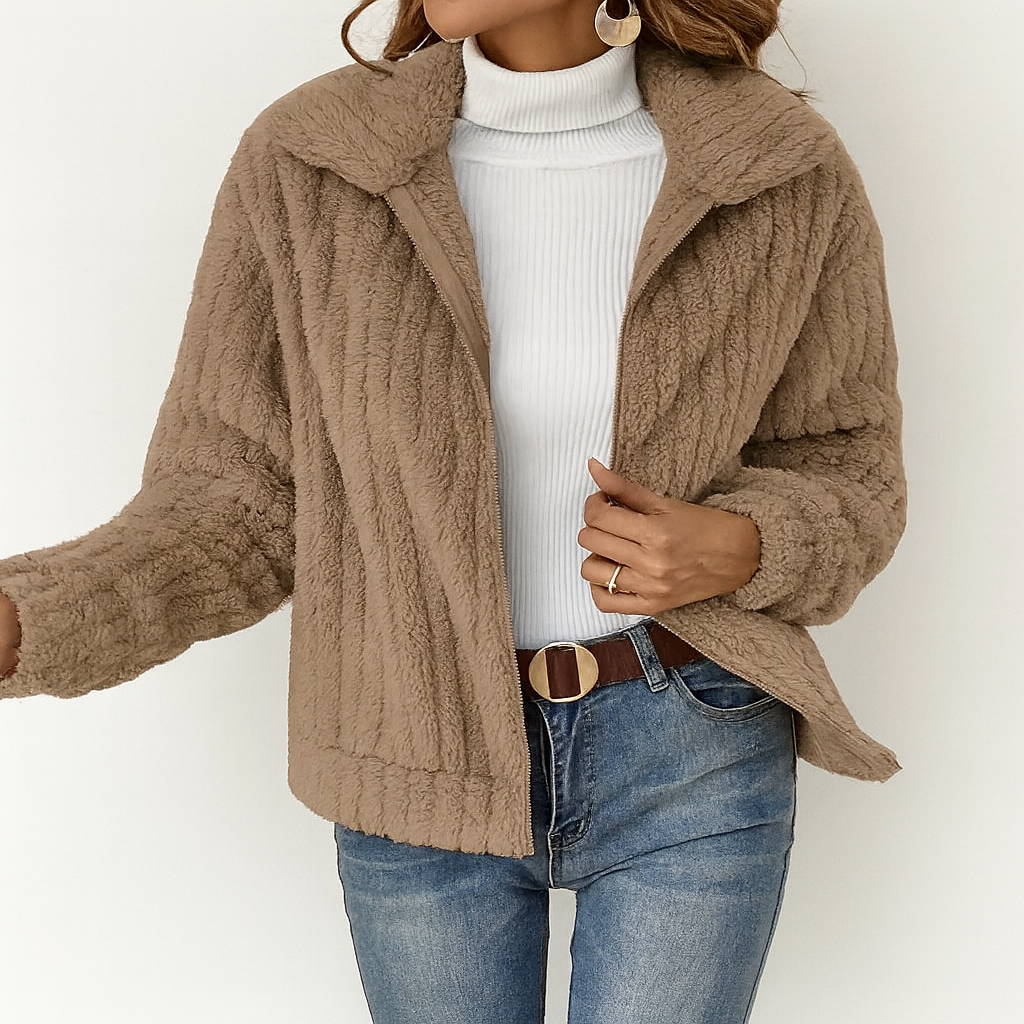 Oversized Fleece Sherpa Jacket with Pockets and Zip Up