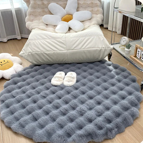 Bubble Plush Fluffy Round Carpet Rug