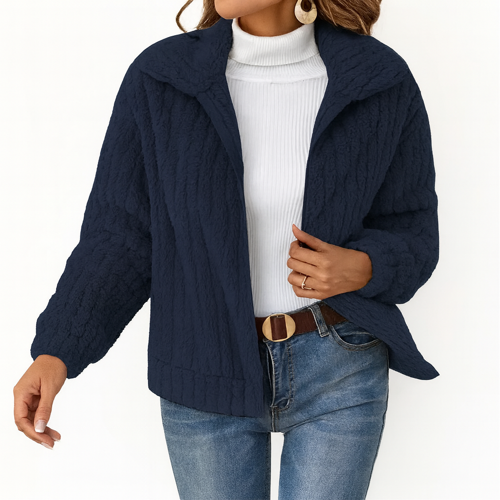 Oversized Fleece Sherpa Jacket with Pockets and Zip Up