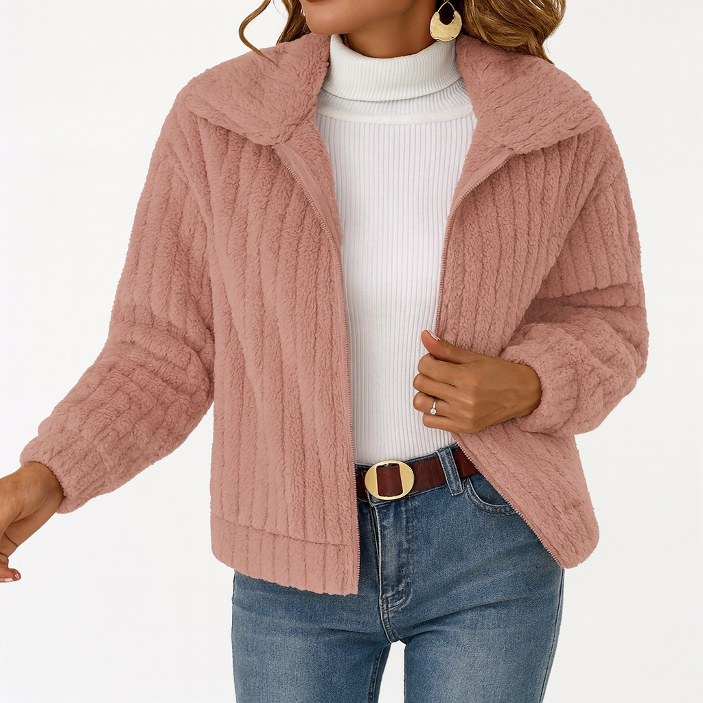 Oversized Fleece Sherpa Jacket with Pockets and Zip Up