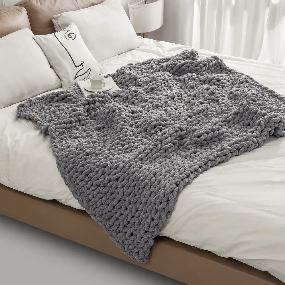 Chenille Thick Knit Hand Woven Blanket